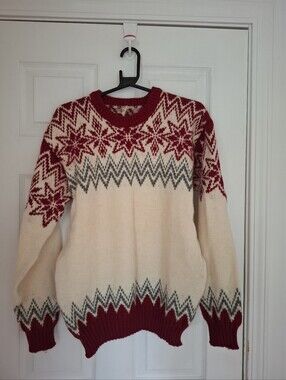 VTG Janus of Norway Scandinavian Crewneck Sweater Size M Nordic Red 100%Wool